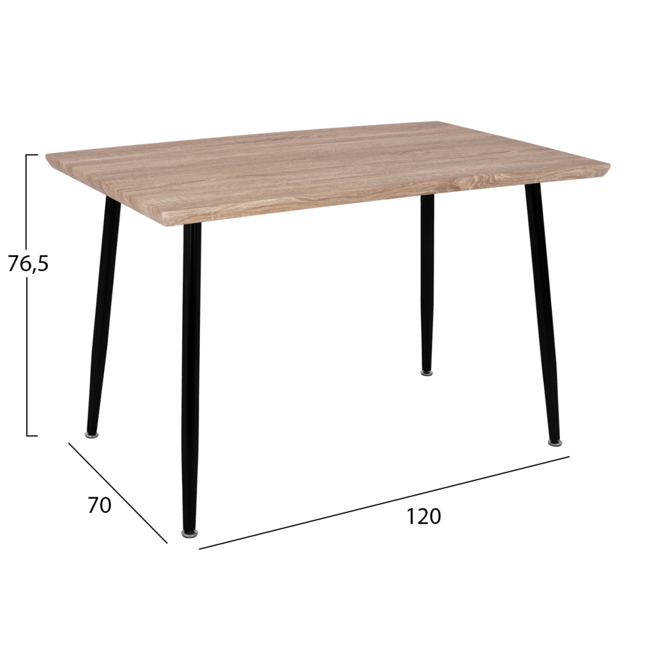 Dining Table PALOMA HM8334.01, 120x70x76,5-sonoma, black legs [2]