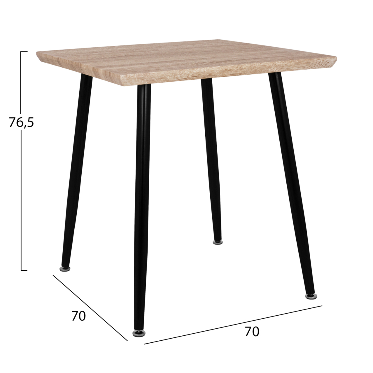 Dining Table PALOMA HM8335.01, 70x70x76.5, sonoma, black legs [2]