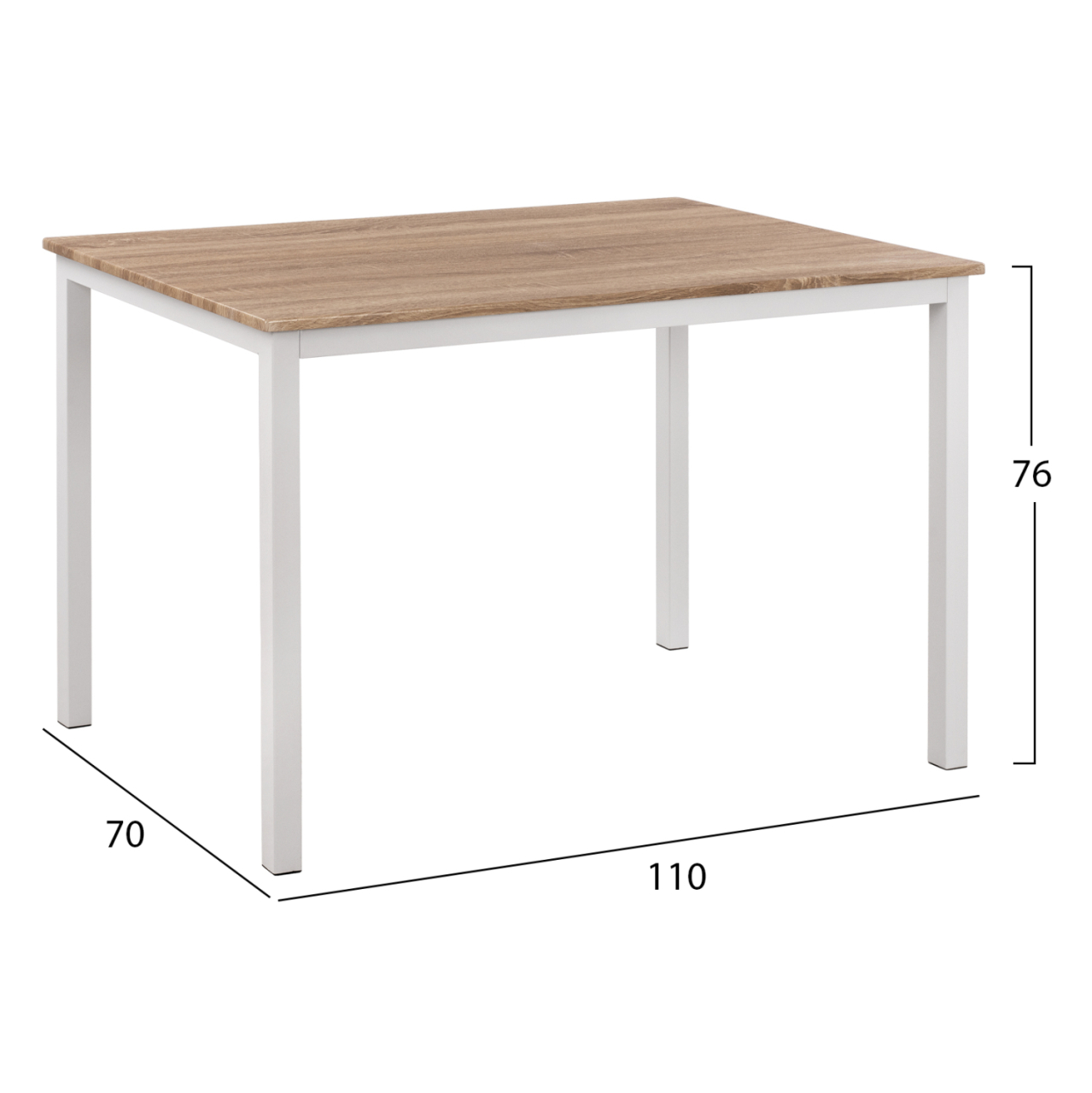 Dining Table PANYA HM8332.02, 110x70x76,Sonoma,white legs [2]
