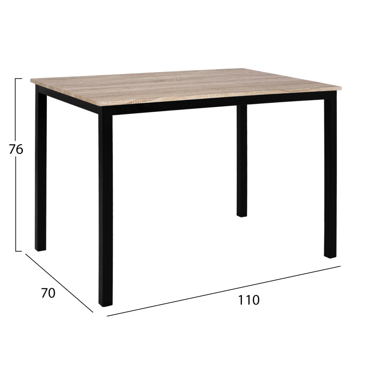 Dining Table PANYA HM8332, 110x70x76, sonoma, black legs [2]