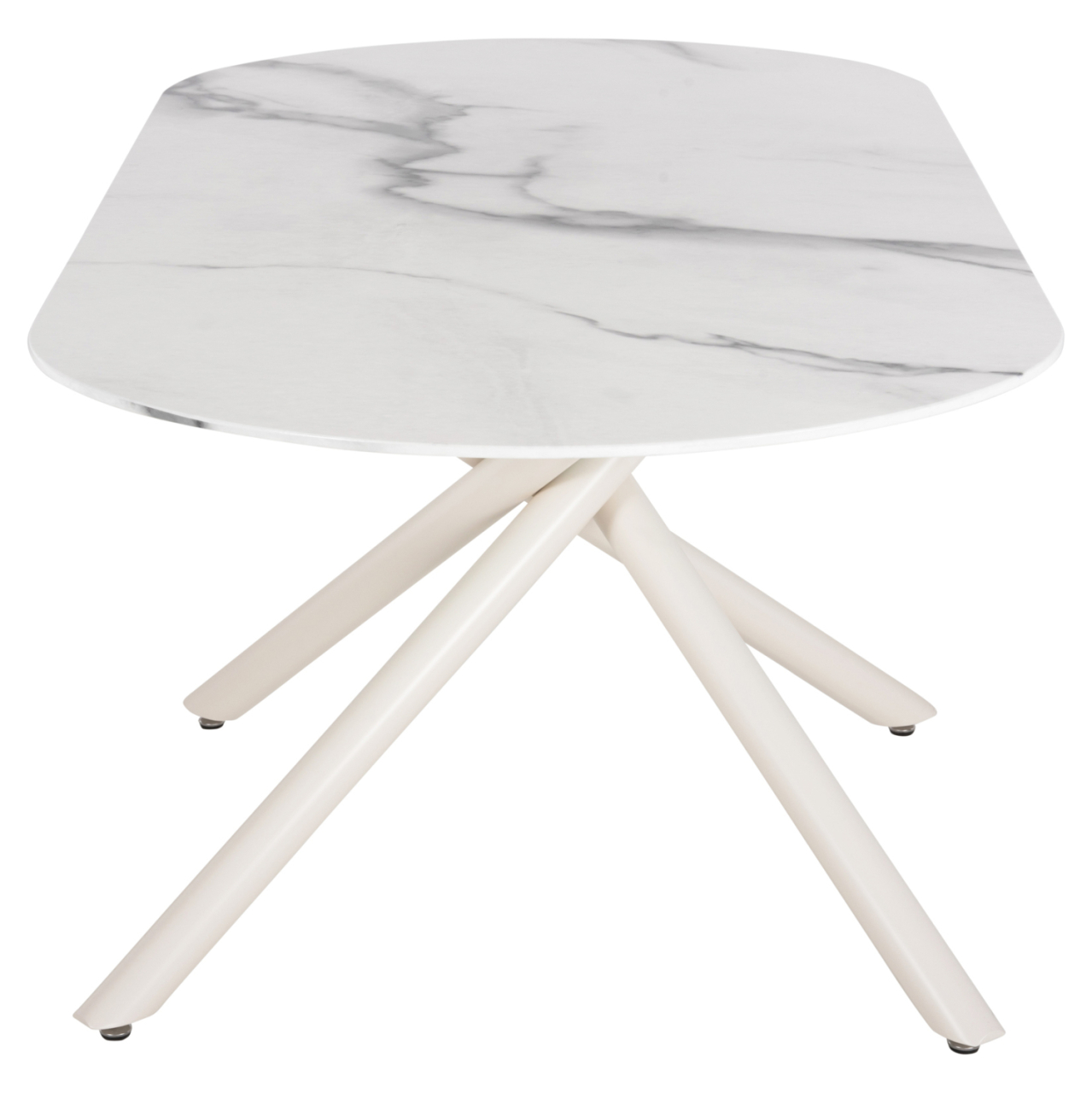 DINING TABLE PRENTIS HM9770.01 CERAMIC 12mm TOP IN WHITE MARBLE-WHITE METAL LEGS 180x90x76Hcm. [4]