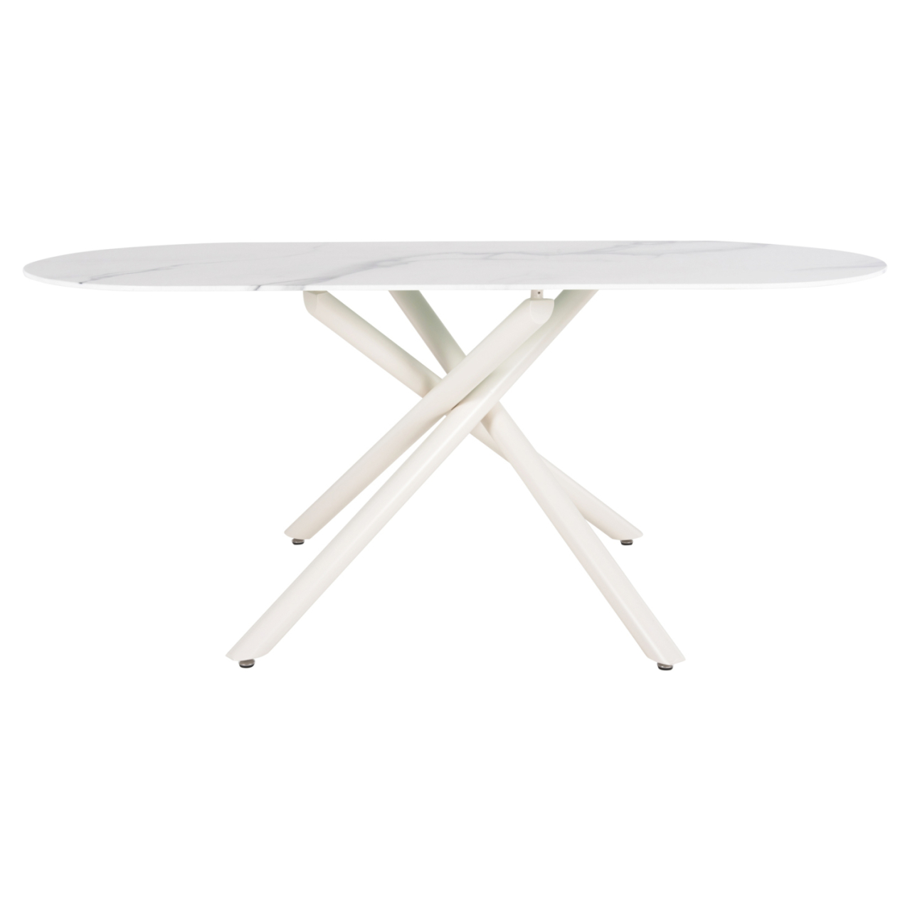 DINING TABLE PRENTIS HM9770.01 CERAMIC 12mm TOP IN WHITE MARBLE-WHITE METAL LEGS 180x90x76Hcm. [3]