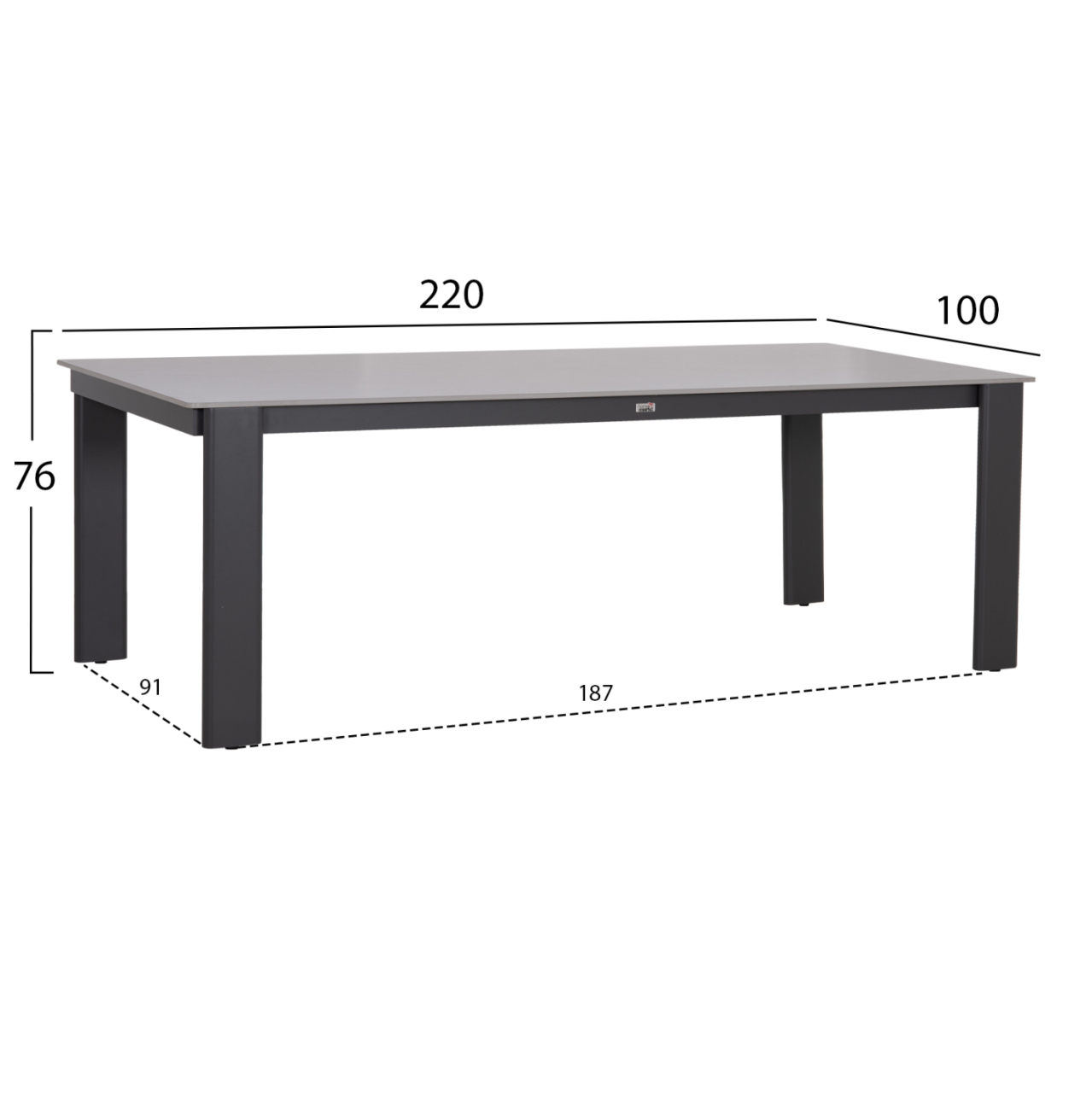 DINING TABLE PUNDER HM6483.01 ALUMINUM IN GREY--SINTERED STONE TOP 220x100x76Hcm. [2]