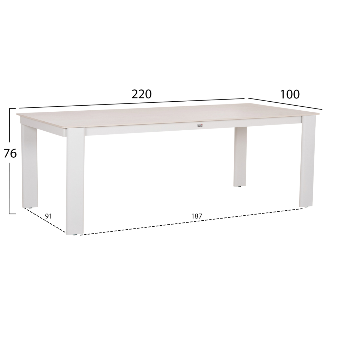 DINING TABLE PUNDER HM6483.02 ALUMINUM IN CREAM WHITE--SINTERED STONE TOP 220x100x76Hcm. [2]