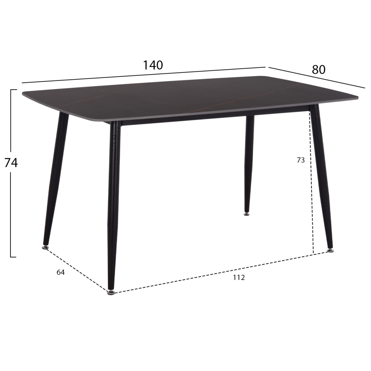 DINING TABLE RAVEN HM18149.02 CERAMIC TOP IN BLACK MARBLE LOOK 140x80x74Hcm. [2]