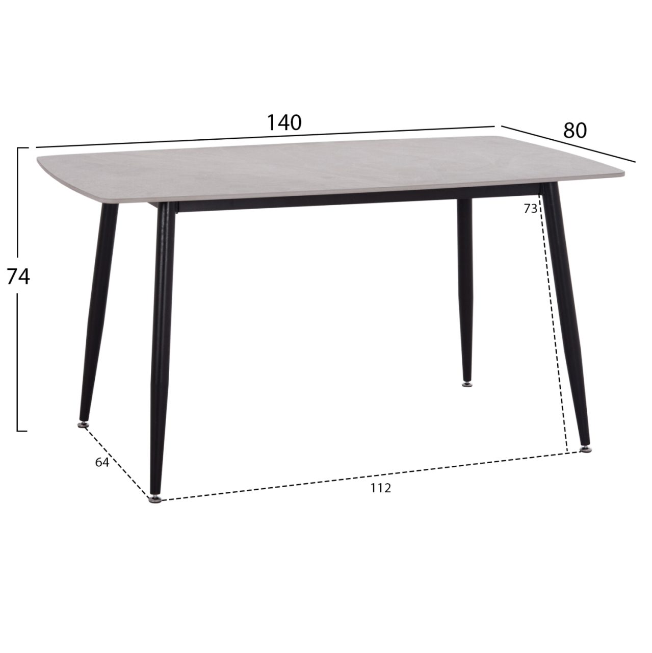 DINING TABLE RAVEN HM18149.13 CERAMIC TOP IN GREY MARBLE LOOK 140x80x74Hcm. [2]