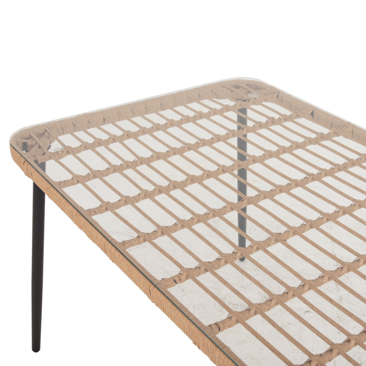 DINING TABLE RECTANGULAR ALLEGRA HM5537.11 BLACK METAL-P.E. RATTAN IN NATURAL 139,5x79,5x73Hcm. [5]