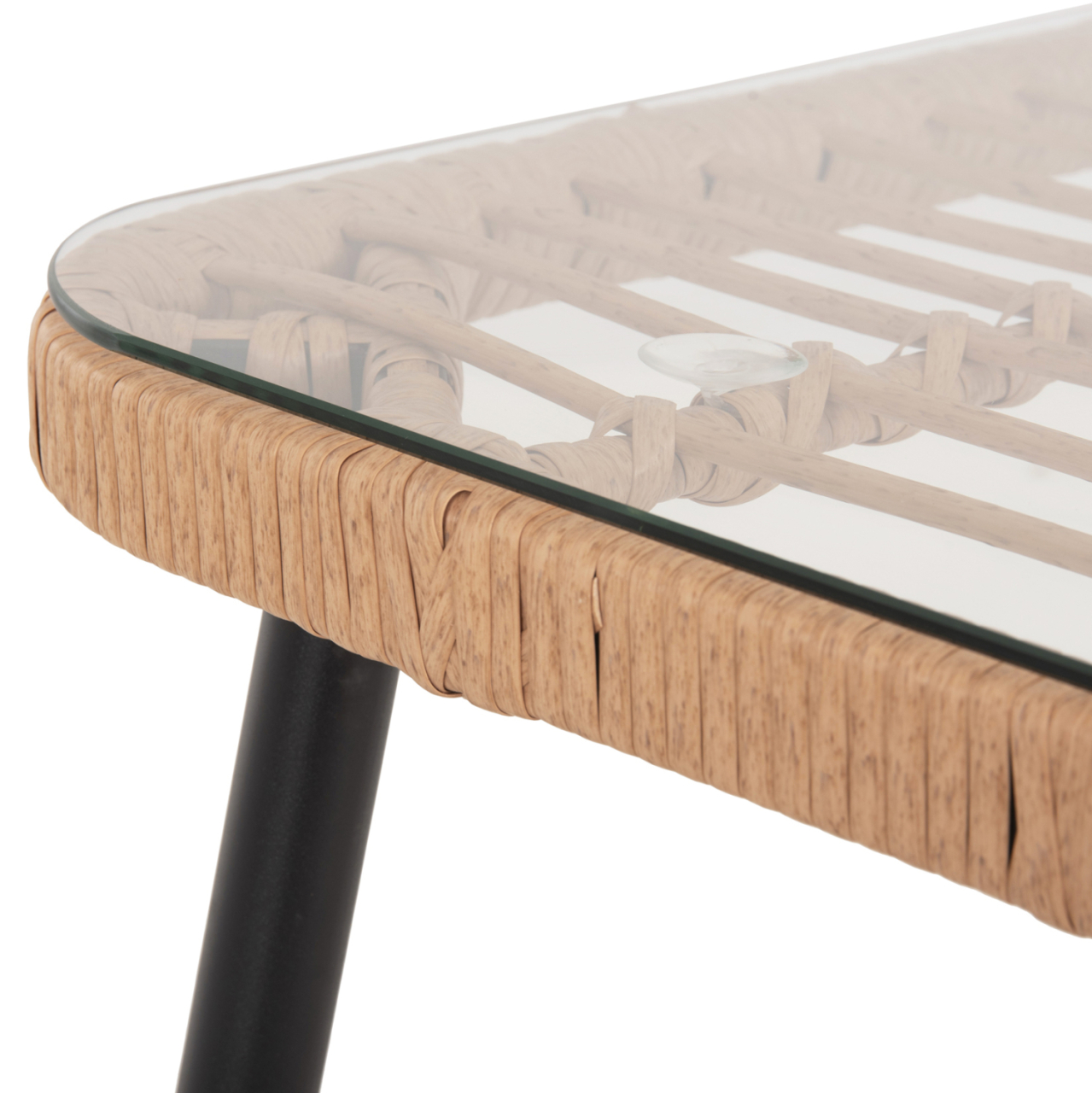 DINING TABLE RECTANGULAR ALLEGRA HM5537.11 BLACK METAL-P.E. RATTAN IN NATURAL 139,5x79,5x73Hcm. [6]