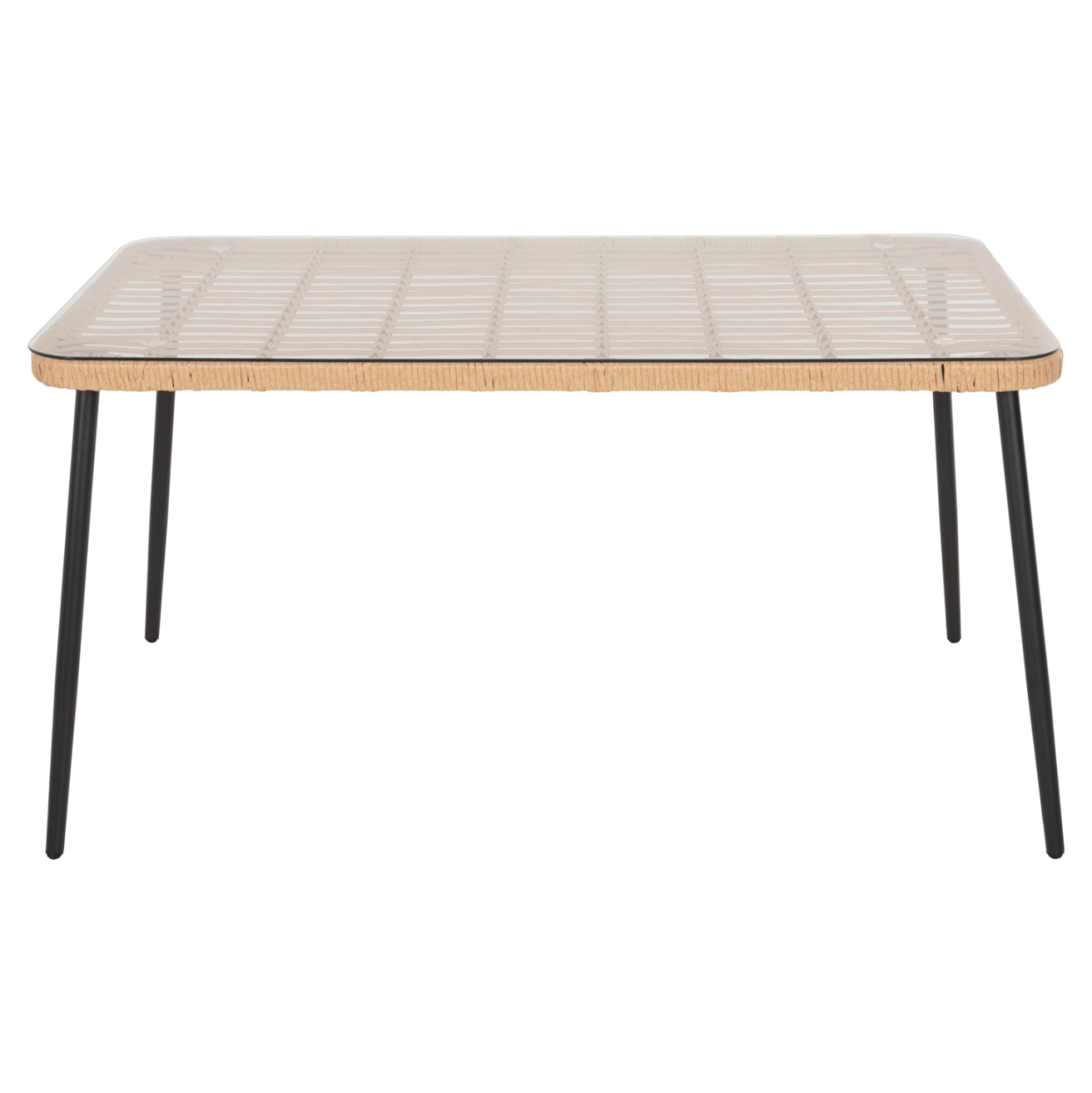 DINING TABLE RECTANGULAR ALLEGRA HM5537.11 BLACK METAL-P.E. RATTAN IN NATURAL 139,5x79,5x73Hcm. [3]