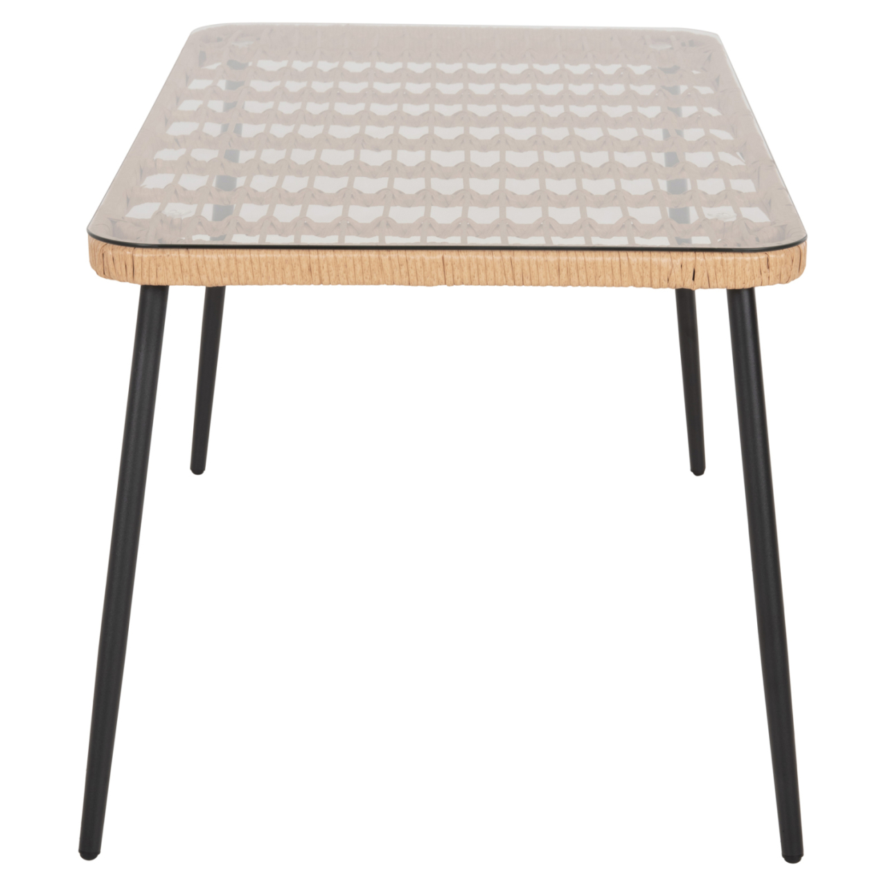DINING TABLE RECTANGULAR ALLEGRA HM5537.11 BLACK METAL-P.E. RATTAN IN NATURAL 139,5x79,5x73Hcm. [4]