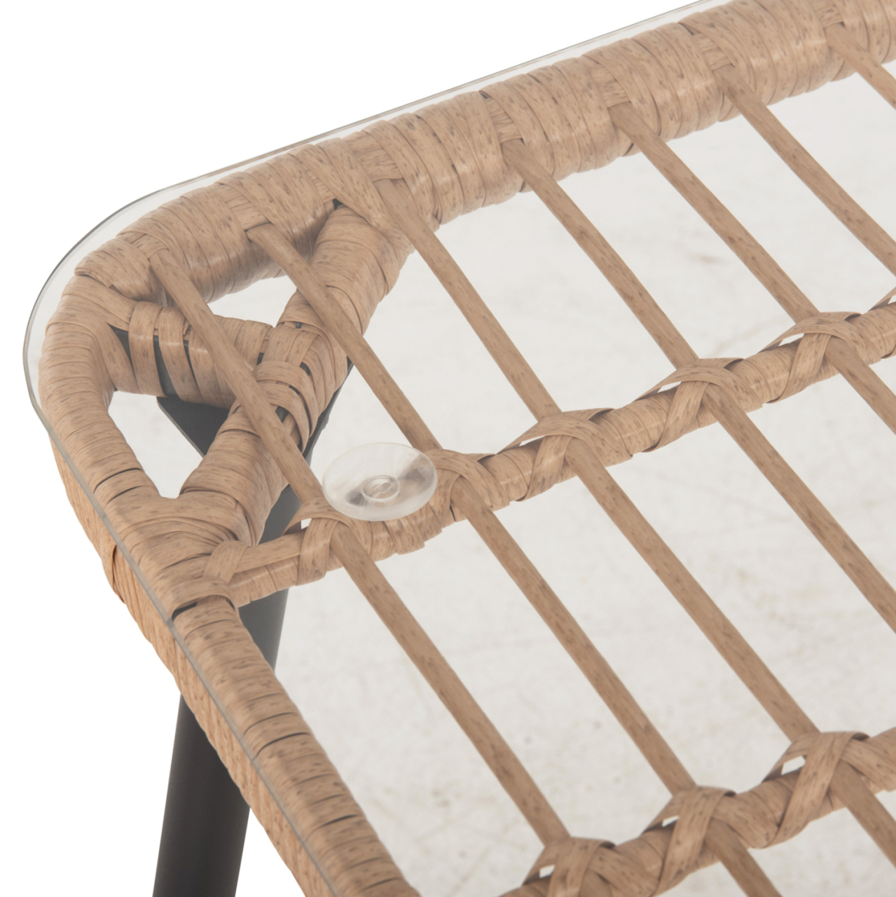 DINING TABLE RECTANGULAR ALLEGRA HM5538.11 BLACK METAL-P.E. RATTAN IN NATURAL 159,5x89,5x72Hcm. [6]