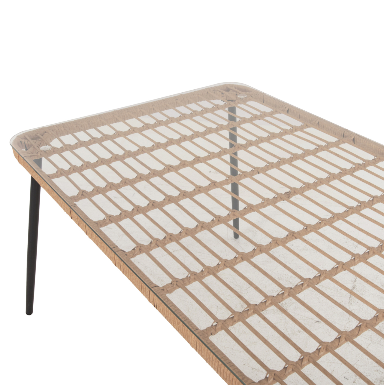 DINING TABLE RECTANGULAR ALLEGRA HM5538.11 BLACK METAL-P.E. RATTAN IN NATURAL 159,5x89,5x72Hcm. [5]