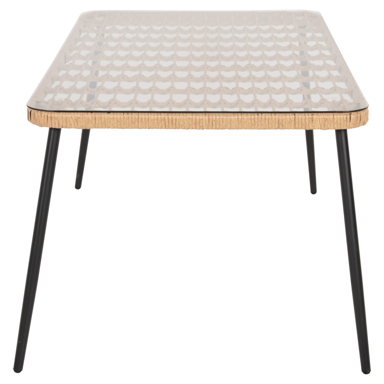 DINING TABLE RECTANGULAR ALLEGRA HM5538.11 BLACK METAL-P.E. RATTAN IN NATURAL 159,5x89,5x72Hcm. [4]
