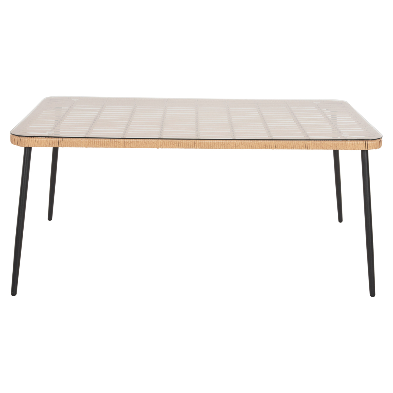 DINING TABLE RECTANGULAR ALLEGRA HM5538.11 BLACK METAL-P.E. RATTAN IN NATURAL 159,5x89,5x72Hcm. [3]