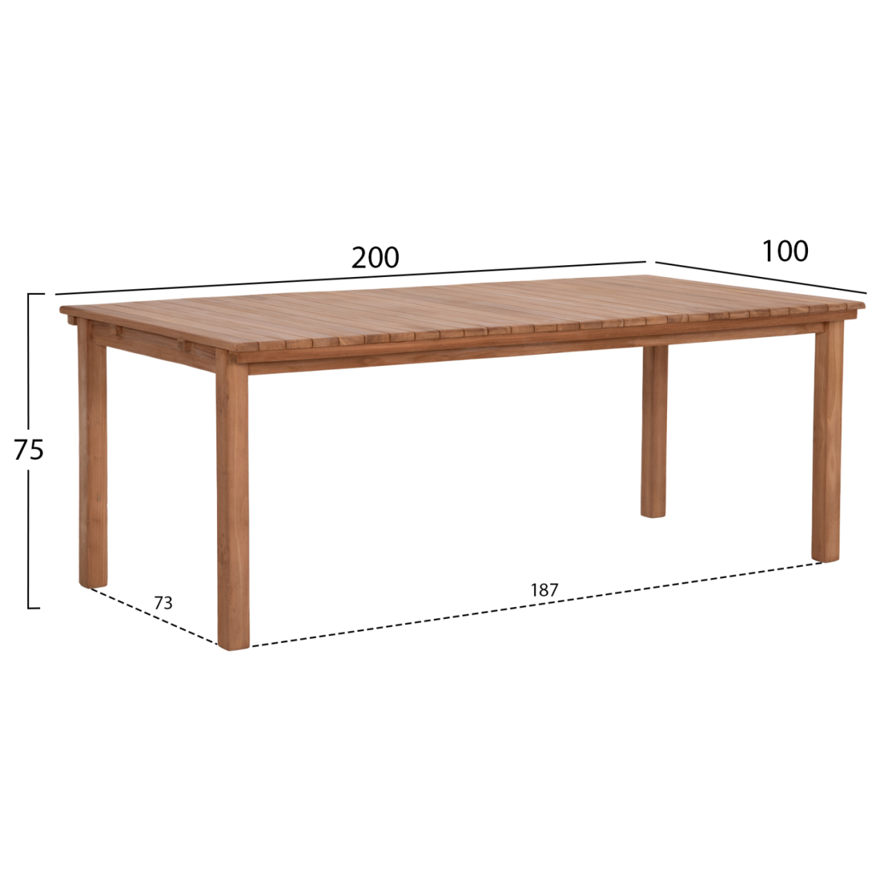 DINING TABLE RECTANGULAR FINTO HM6616 TEAK WOOD--NATURAL COLOR 200x100x75Hcm. [2]