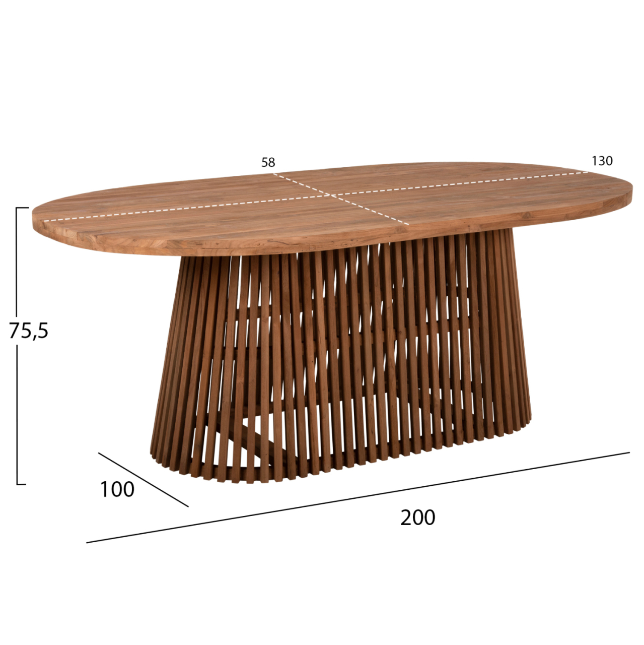 DINING TABLE REMIK HM9835 RECYCLED TEAK WOOD IN NATURAL 100x200x75,5Hcm. TABLETOP 4cm. [2]