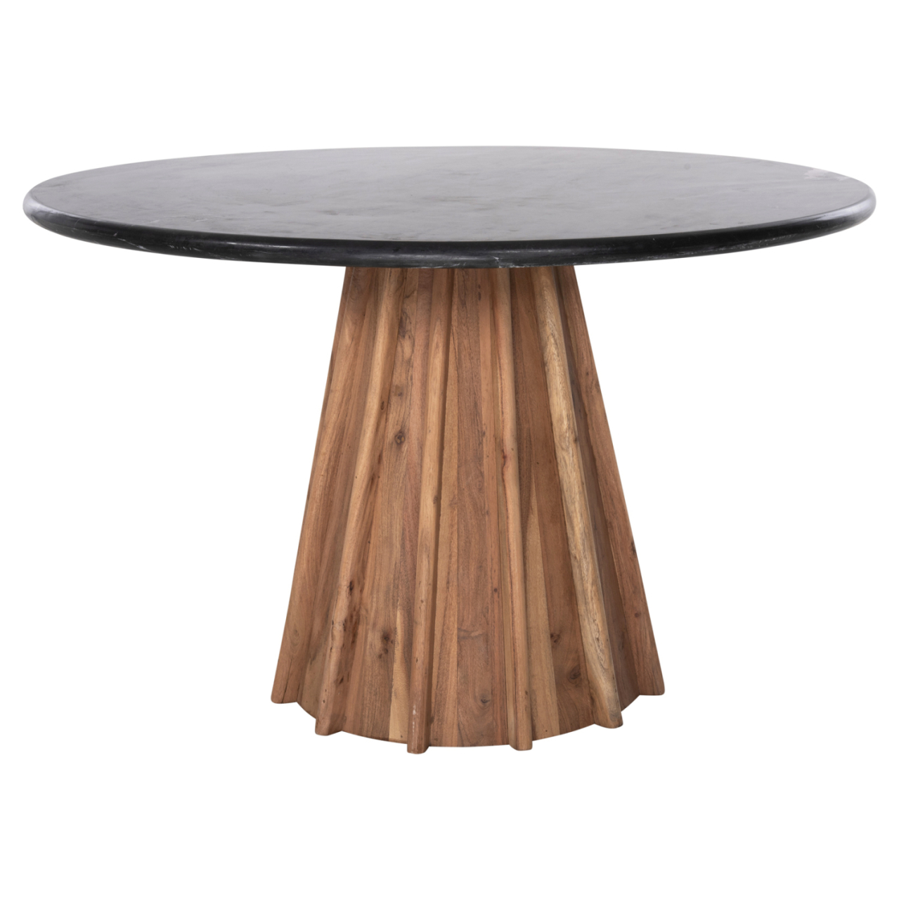 DINING TABLE ROUND DRAXX HM9687 SOLID ACACIA WOOD-BLACK MARBLE TOP Φ120x76Hcm. [3]