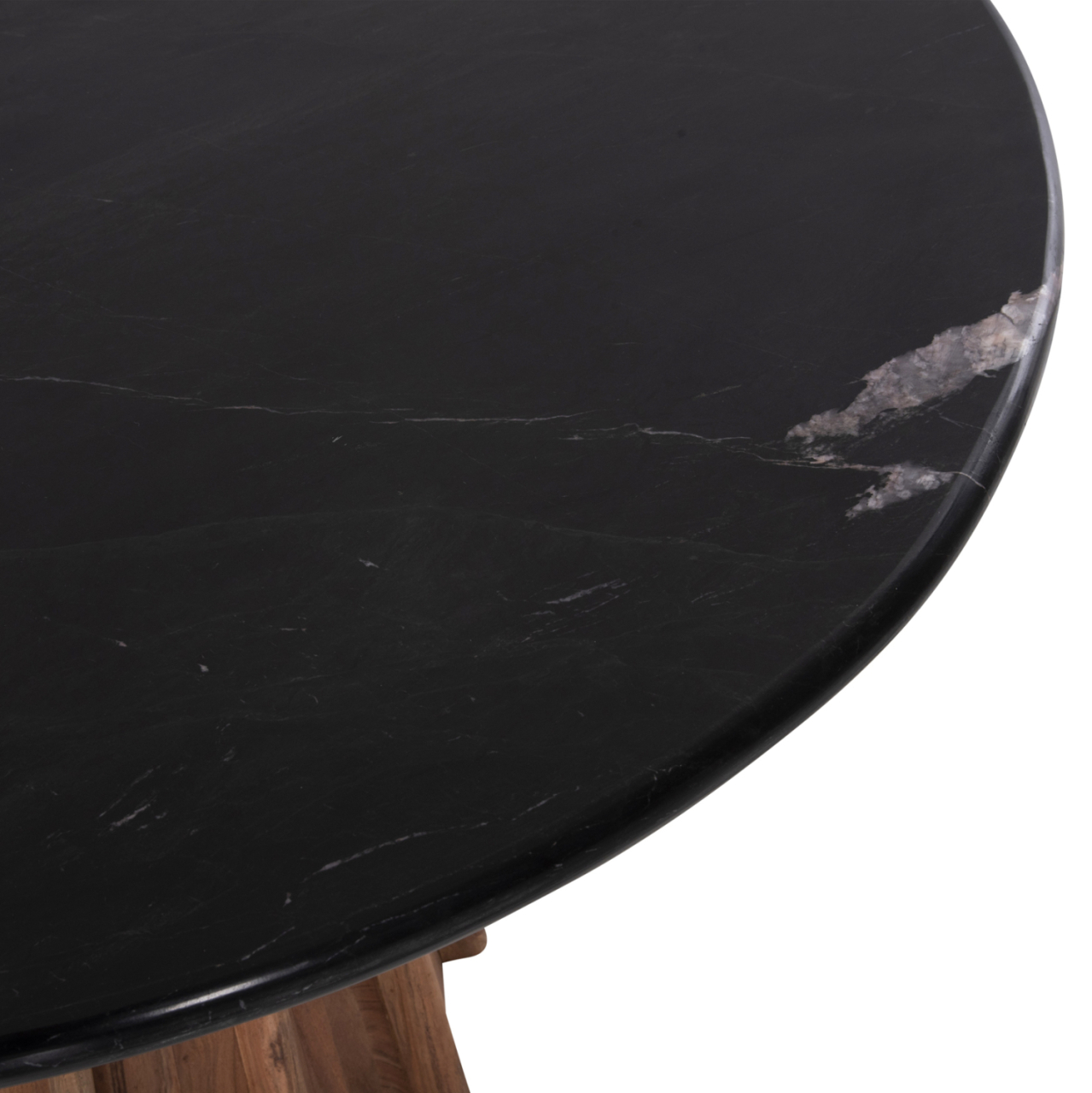 DINING TABLE ROUND DRAXX HM9687 SOLID ACACIA WOOD-BLACK MARBLE TOP Φ120x76Hcm. [5]
