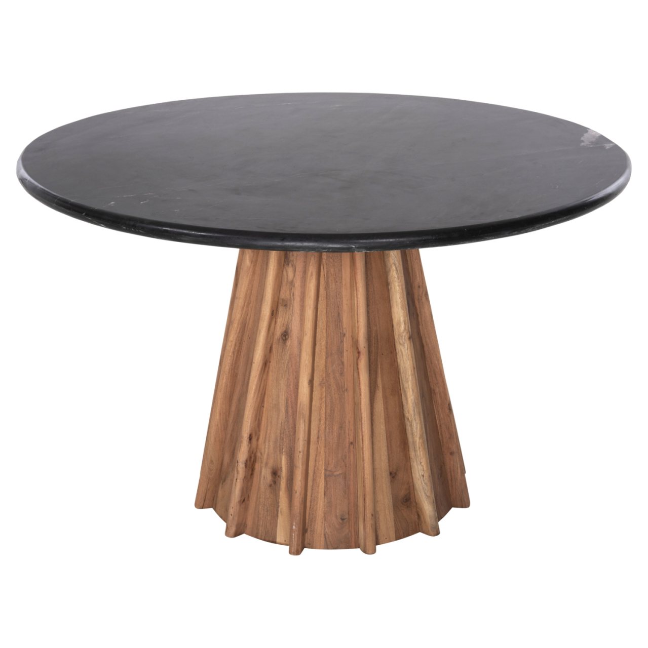 DINING TABLE ROUND DRAXX HM9687 SOLID ACACIA WOOD-BLACK MARBLE TOP Φ120x76Hcm. [2]