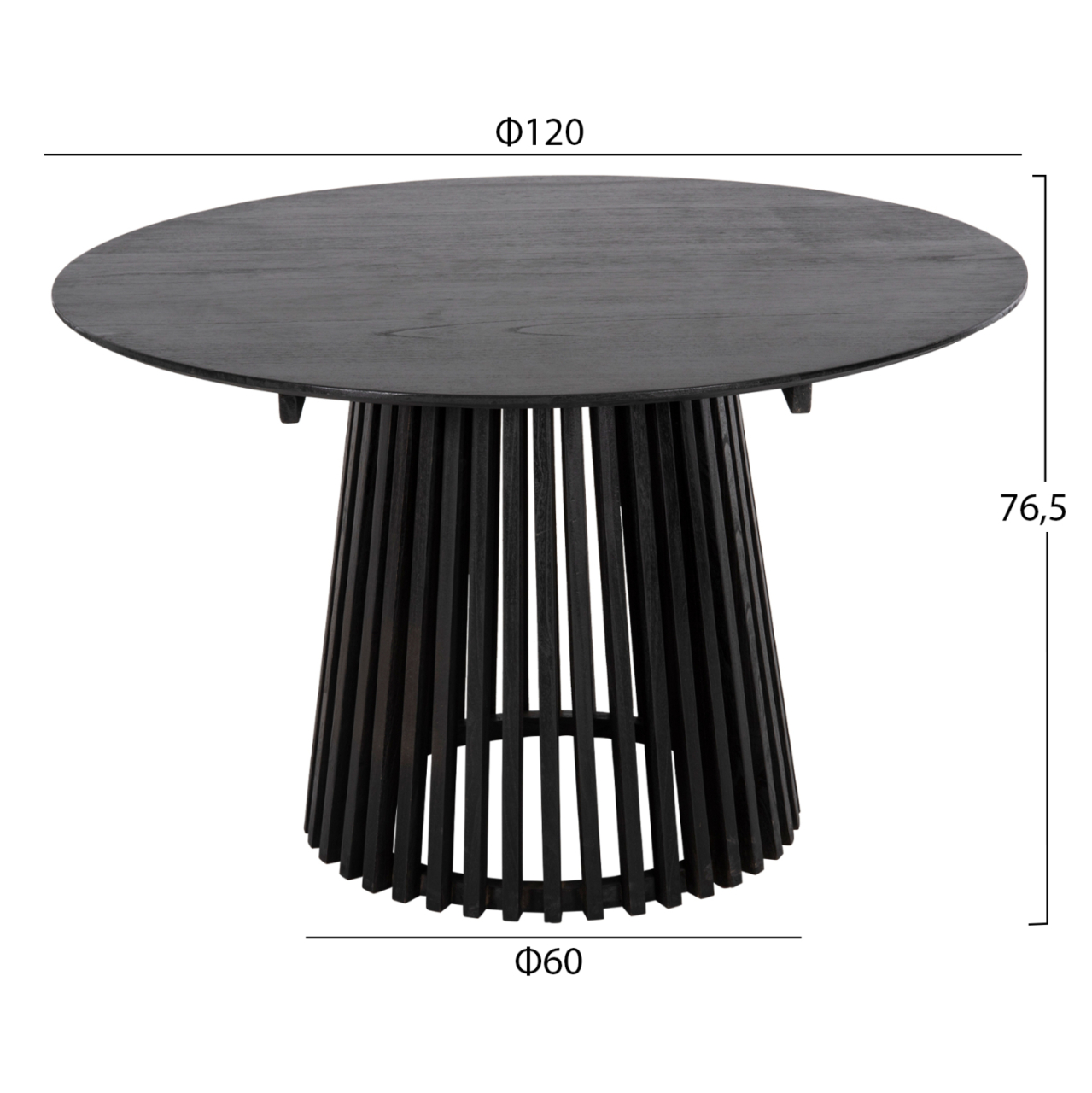 DINING TABLE ROUND FRANTZ HM9388.12 SOLID MINDI WOOD IN BLACK Φ120X76,5Hcm. [2]
