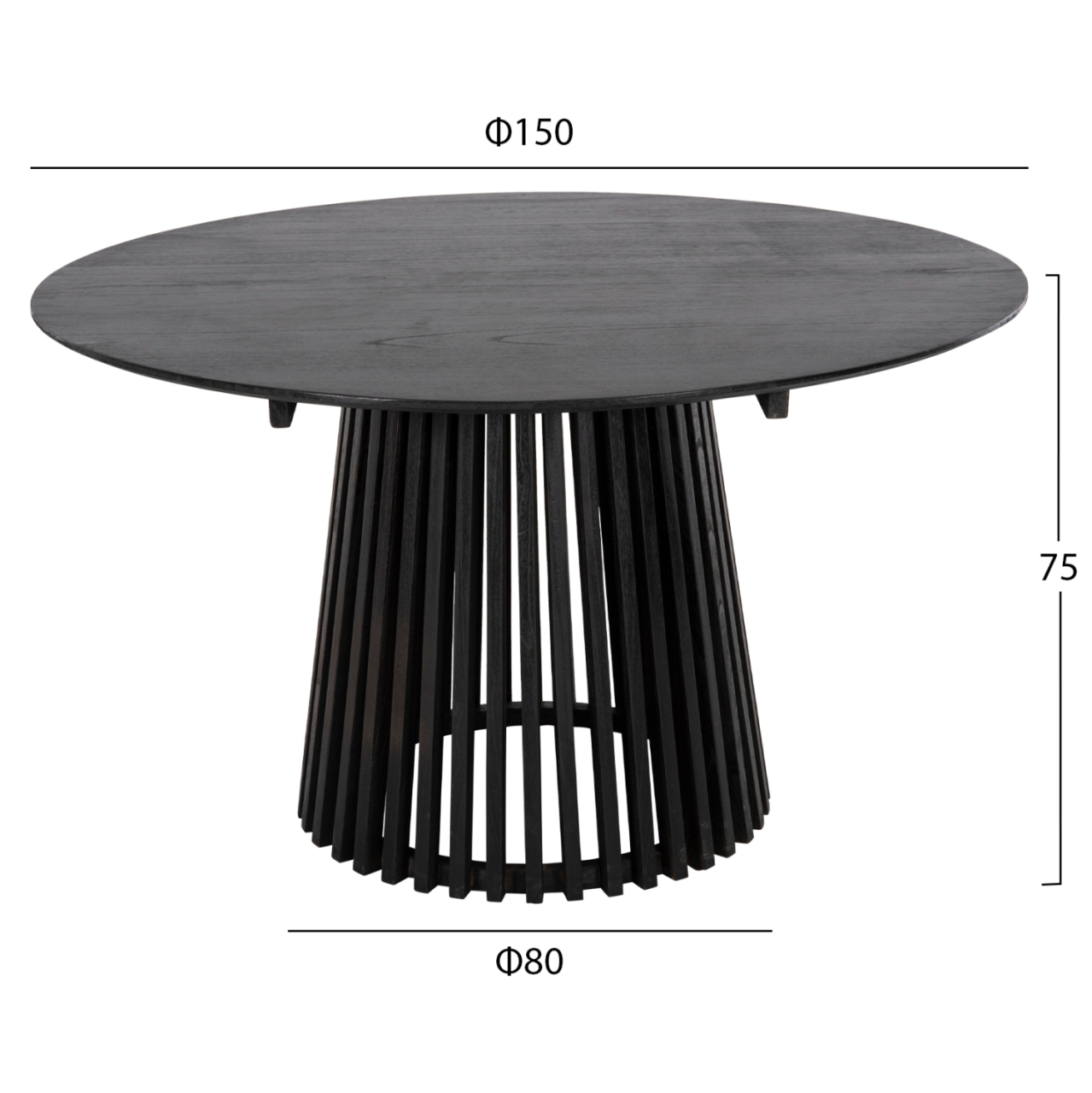 DINING TABLE ROUND FRANTZ HM9457.12 SOLID MINDI WOOD IN BLACK Φ150x75Hcm. [2]