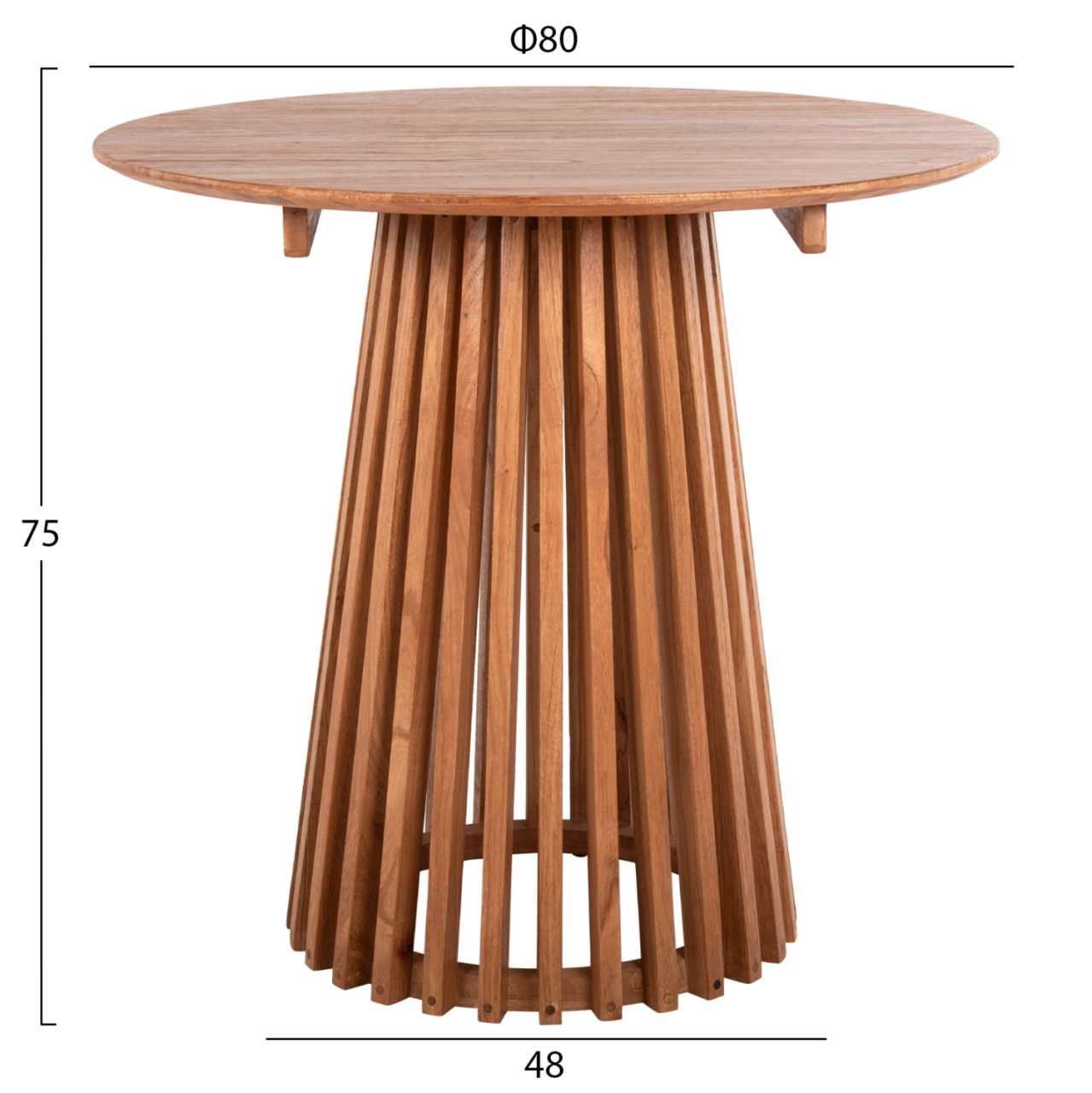 DINING TABLE ROUND FRANTZ HM9832.11 SOLID MINDI WOOD IN NATURAL COLOR Φ80X75Hcm [2]