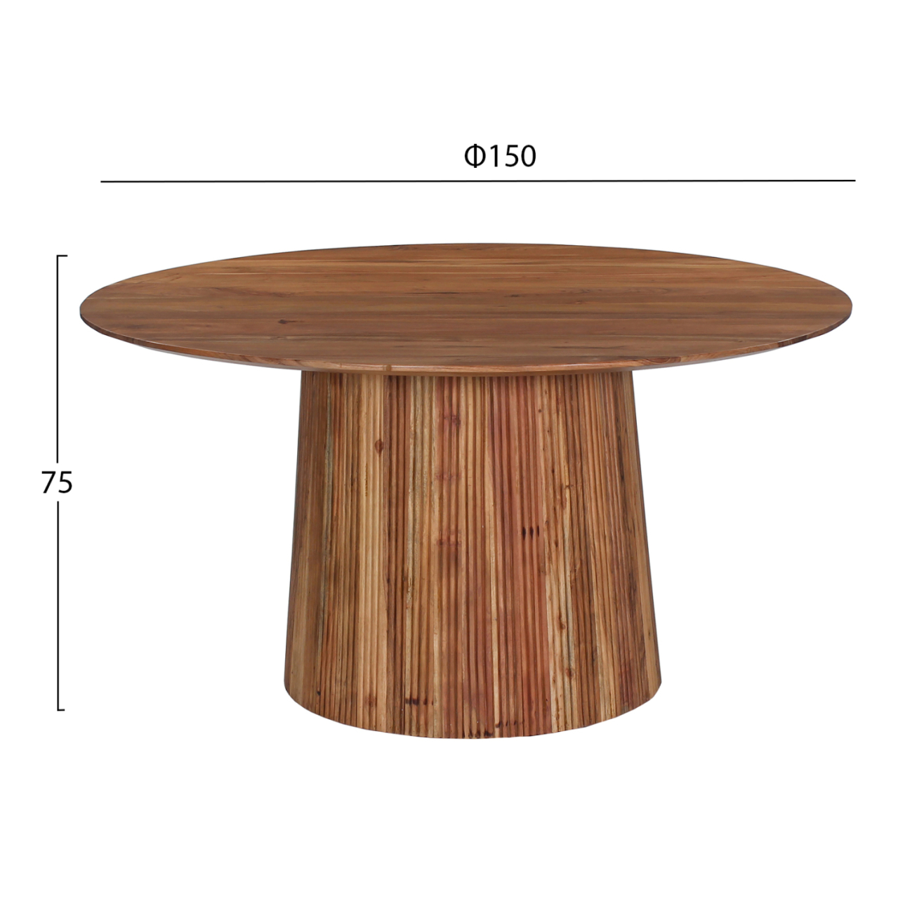 DINING TABLE ROUND GROOT HM9685 SOLID ACACIA WOOD IN NATURAL Φ150x76Hcm. [2]