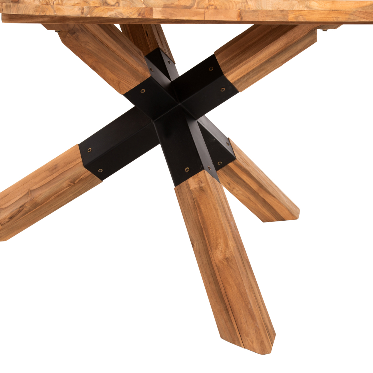 DINING TABLE ROUND KATTE HM9559 RECYCLED TEAK WOOD-LEGS WITH METAL Φ150x78Hcm. [5]