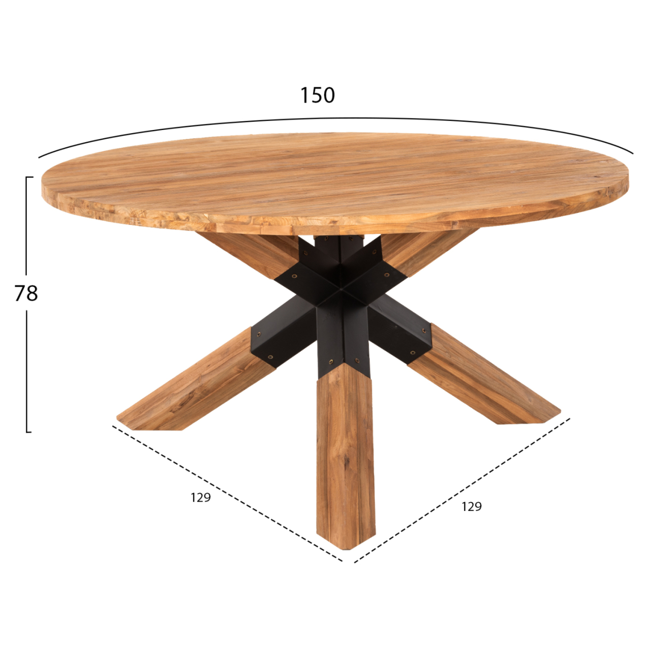 DINING TABLE ROUND KATTE HM9559 RECYCLED TEAK WOOD-LEGS WITH METAL Φ150x78Hcm. [2]