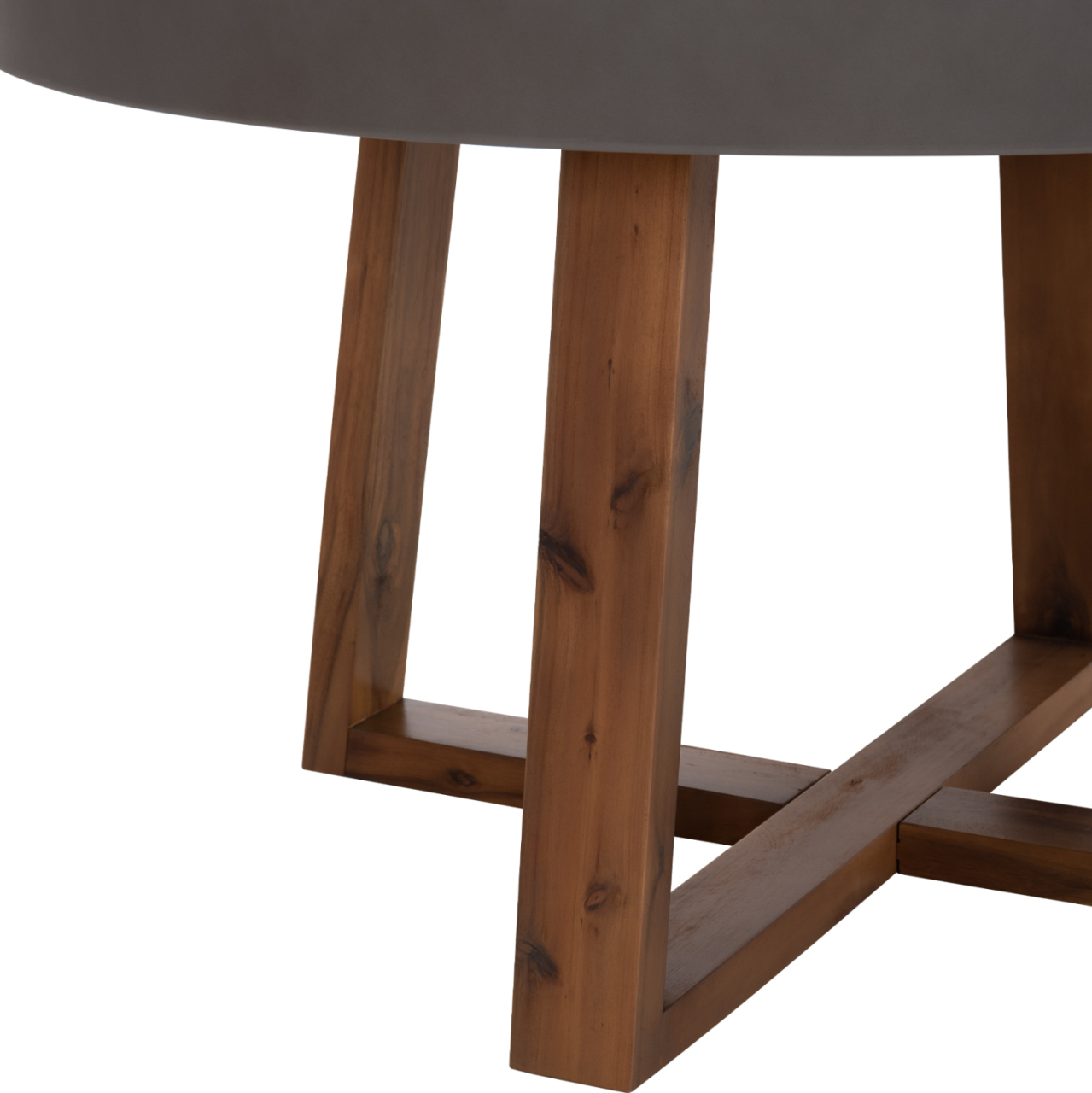 DINING TABLE ROUND MAEVE HM6574.01 GREY FIBER CEMENT--ACACIA WOOD Φ130x74Hcm. [9]