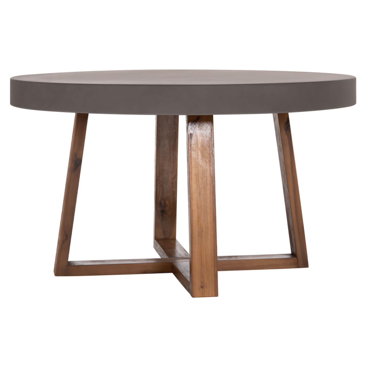 DINING TABLE ROUND MAEVE HM6574.01 GREY FIBER CEMENT--ACACIA WOOD Φ130x74Hcm. [4]