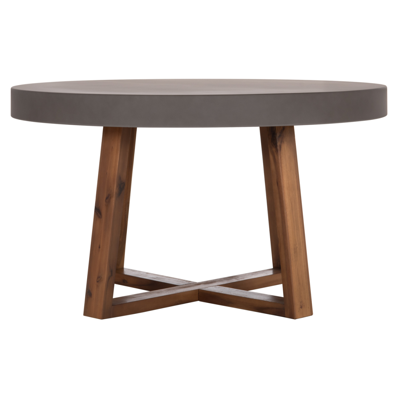 DINING TABLE ROUND MAEVE HM6574.01 GREY FIBER CEMENT--ACACIA WOOD Φ130x74Hcm. [5]