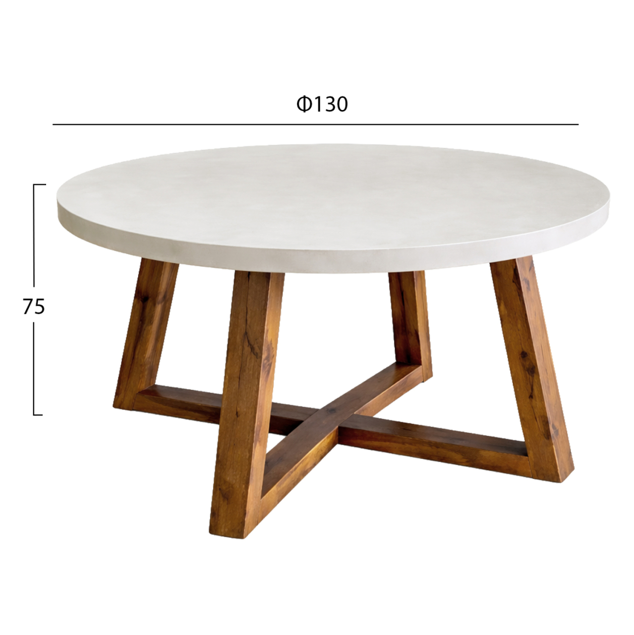 DINING TABLE ROUND MAEVE HM6574.02 BEIGE FIBER CEMENT--ACACIA WOOD Φ130x74Hcm. [2]