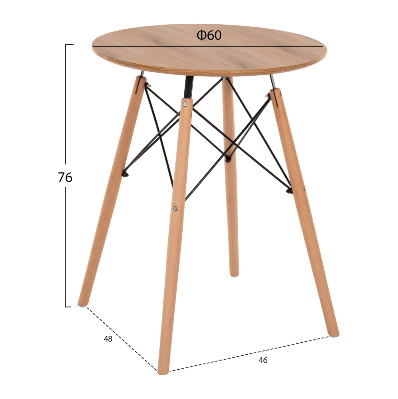 DINING TABLE ROUND MINIMAL ΗΜ0060.04 MDF IN NATURAL COLOR-BEECH WOOD LEGS IN NATURAL COLOR Φ60Χ76Hcm. [2]