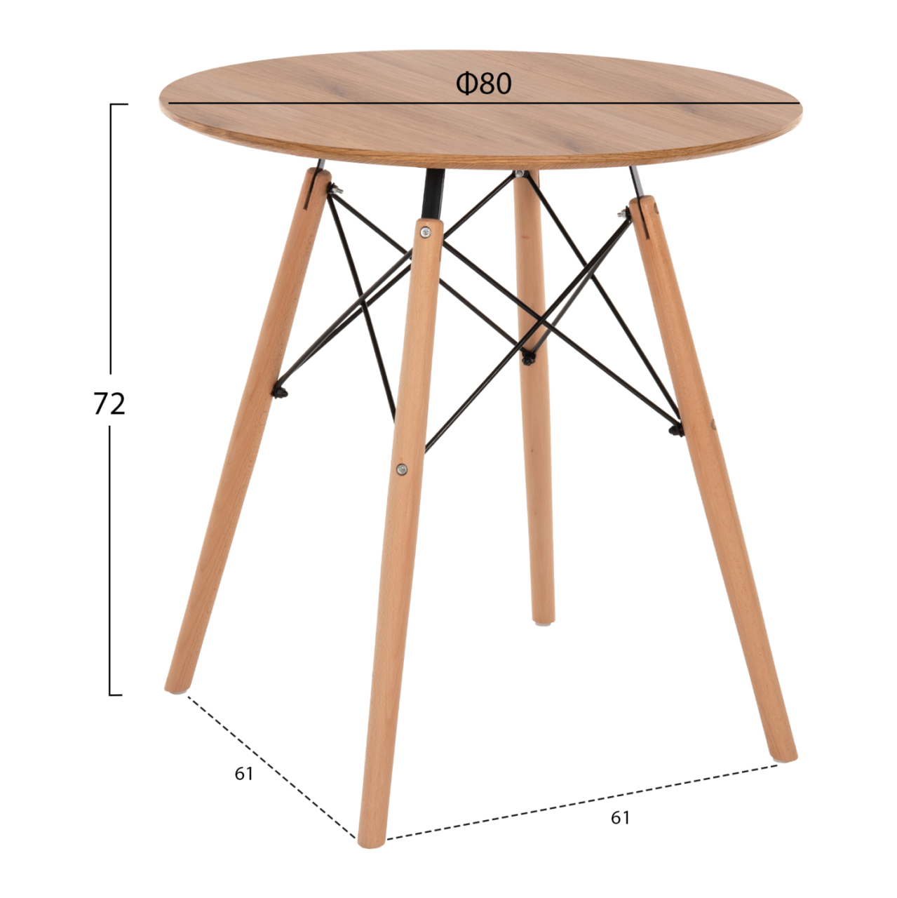 DINING TABLE ROUND MINIMAL HM0059.04 MDF IN NATURAL COLOR-BEECH WOOD LEGS IN NATURAL Φ80Χ72Hcm. [2]