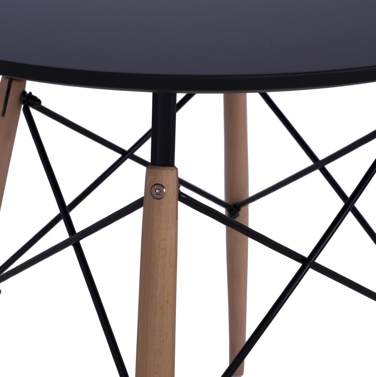 DINING TABLE ROUND MINIMAL HM0060.02 MDF IN BLACK COLOR-BEECH WOOD LEGS IN NATURAL COLOR Φ60Χ72Hcm. [5]