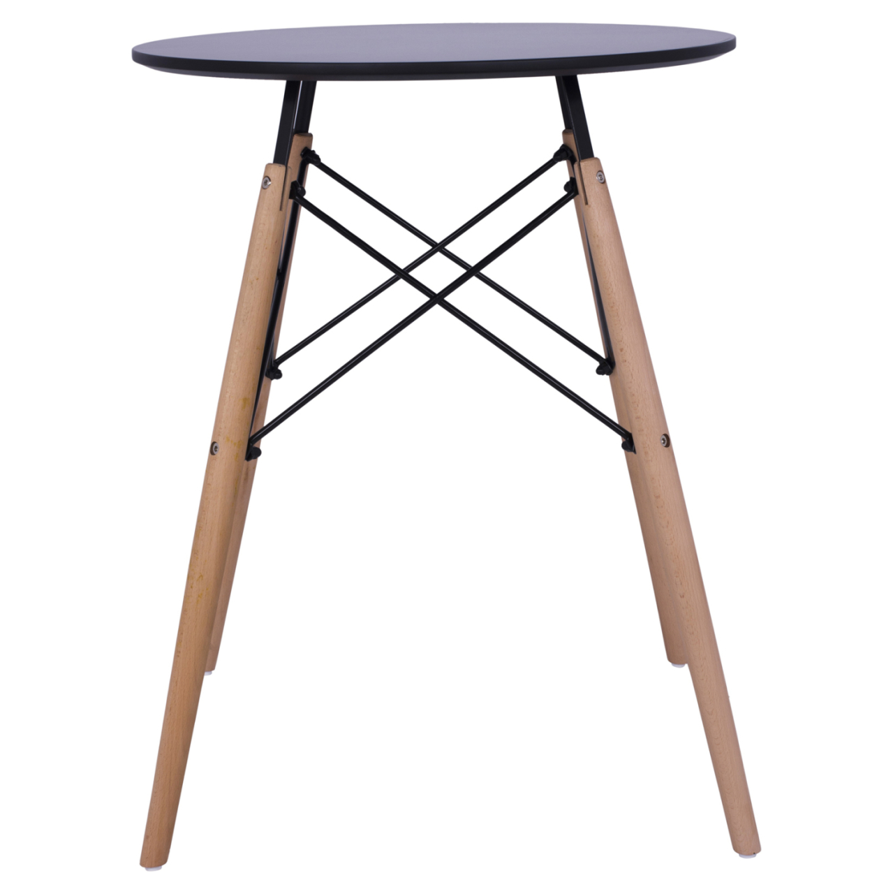 DINING TABLE ROUND MINIMAL HM0060.02 MDF IN BLACK COLOR-BEECH WOOD LEGS IN NATURAL COLOR Φ60Χ72Hcm. [3]