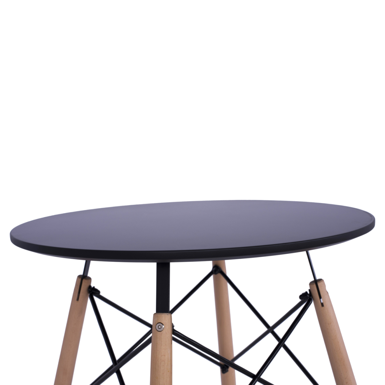 DINING TABLE ROUND MINIMAL HM0060.02 MDF IN BLACK COLOR-BEECH WOOD LEGS IN NATURAL COLOR Φ60Χ72Hcm. [4]