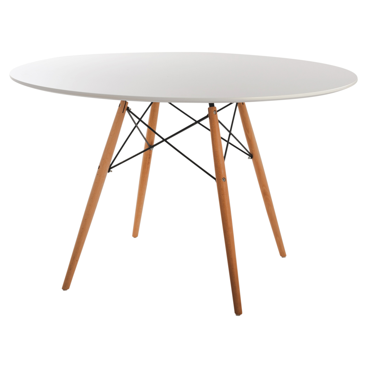 DINING TABLE ROUND MINIMAL HM8454.01 MDF IN WHITE COLOR-BEECH WOOD LEGS IN NATURAL Φ120Χ75Hcm. [4]
