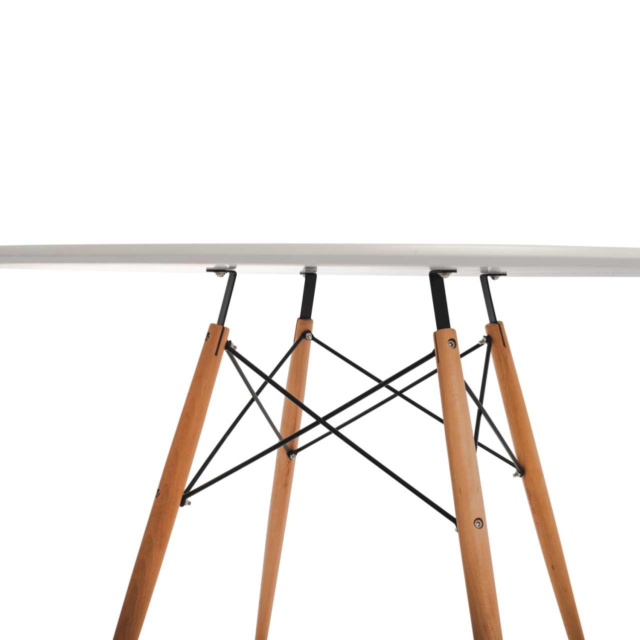 DINING TABLE ROUND MINIMAL HM8454.01 MDF IN WHITE COLOR-BEECH WOOD LEGS IN NATURAL Φ120Χ75Hcm. [5]