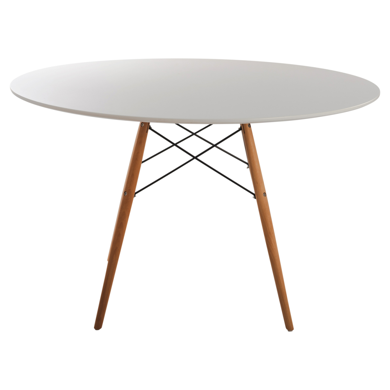 DINING TABLE ROUND MINIMAL HM8454.01 MDF IN WHITE COLOR-BEECH WOOD LEGS IN NATURAL Φ120Χ75Hcm. [3]