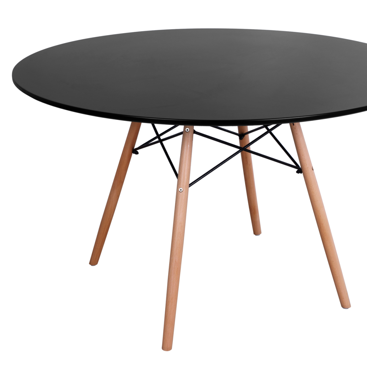 DINING TABLE ROUND MINIMAL HM8454.02 MDF IN BLACK COLOR-BEECH WOOD LEGS IN NATURAL Φ120Χ74Hcm. [5]