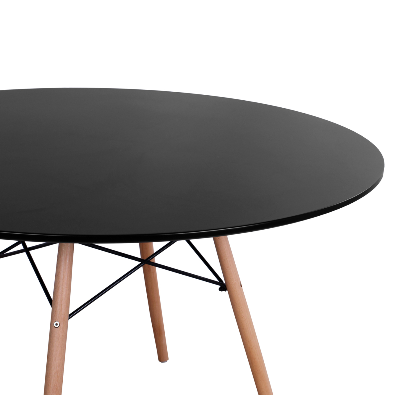 DINING TABLE ROUND MINIMAL HM8454.02 MDF IN BLACK COLOR-BEECH WOOD LEGS IN NATURAL Φ120Χ74Hcm. [4]