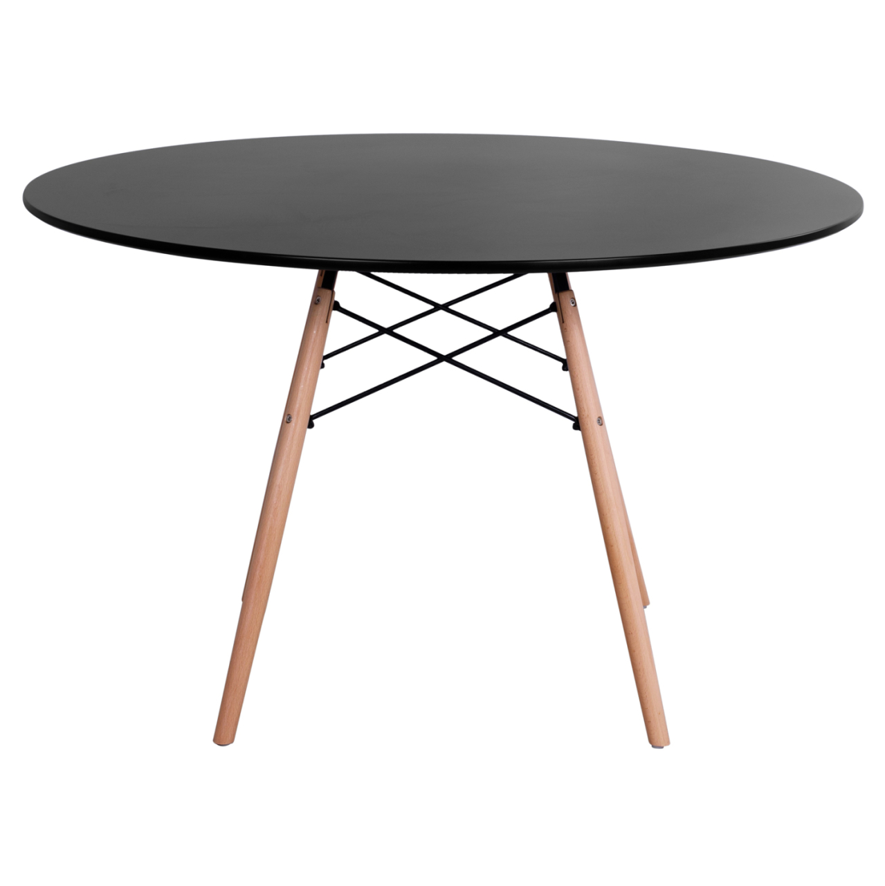 DINING TABLE ROUND MINIMAL HM8454.02 MDF IN BLACK COLOR-BEECH WOOD LEGS IN NATURAL Φ120Χ74Hcm. [3]