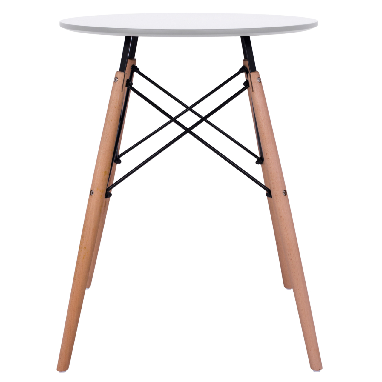 DINING TABLE ROUND MINMAL HM0060.01 MDF IN WHITE COLOR-BEECH WOOD LEGS IN NATURAL COLOR Φ60Χ72Hcm. [3]