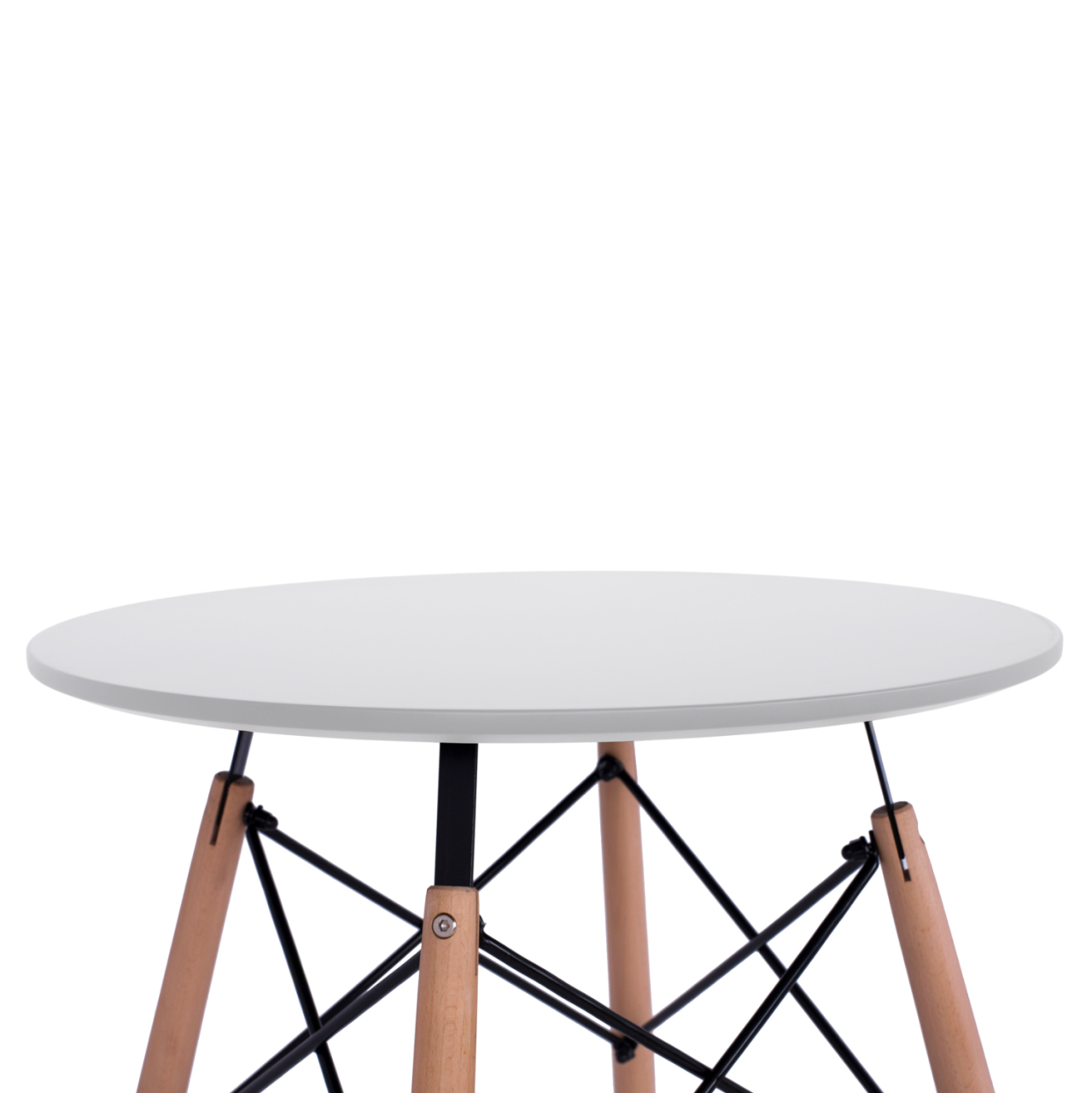 DINING TABLE ROUND MINMAL HM0060.01 MDF IN WHITE COLOR-BEECH WOOD LEGS IN NATURAL COLOR Φ60Χ72Hcm. [4]