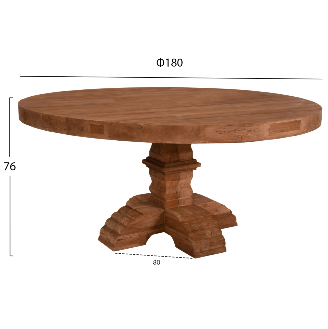 DINING TABLE ROUND PROVENCE HM9642 RECYCLED TEAK WOOD CARVED LEG-8cm.TABLETOP Φ180x76Hcm. [2]