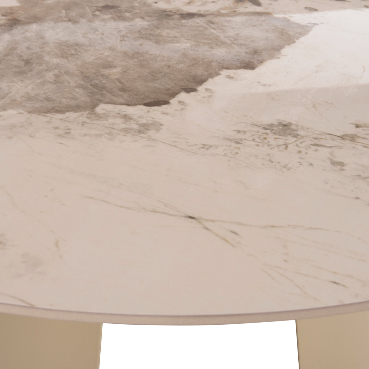 DINING TABLE ROUND SEDAR HM18326 CERAMIC TOP--CREAM WHITE METAL LEGS Φ120x78Hcm. [9]