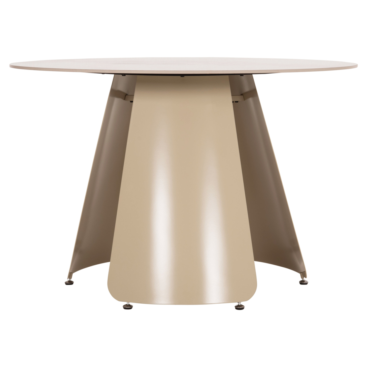 DINING TABLE ROUND SEDAR HM18326 CERAMIC TOP--CREAM WHITE METAL LEGS Φ120x78Hcm. [3]