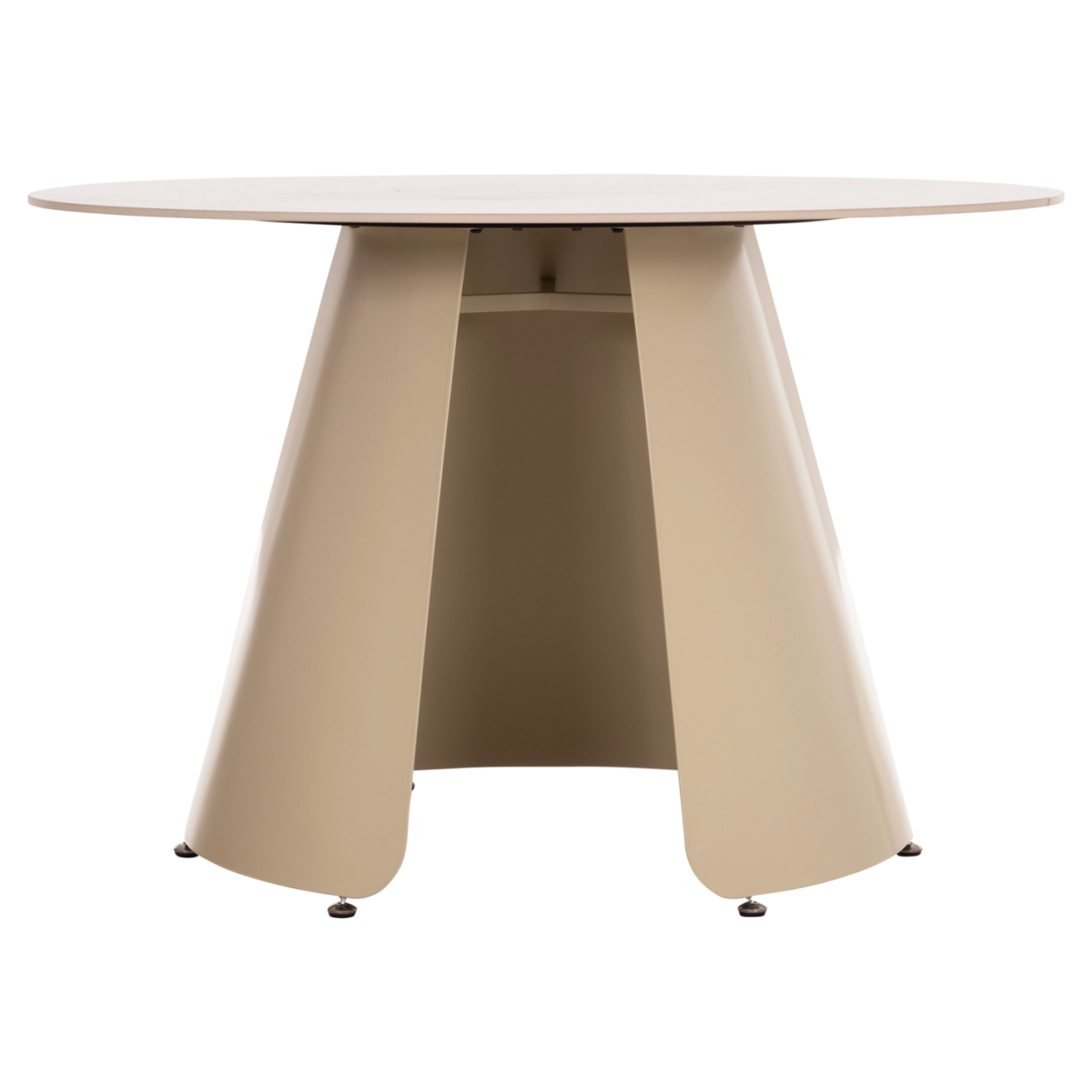 DINING TABLE ROUND SEDAR HM18326 CERAMIC TOP--CREAM WHITE METAL LEGS Φ120x78Hcm. [5]